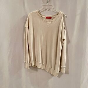 n:PHILANTHROPY Single Shoulder Cutout Sweatshirt pullover Top  Cream Sz M